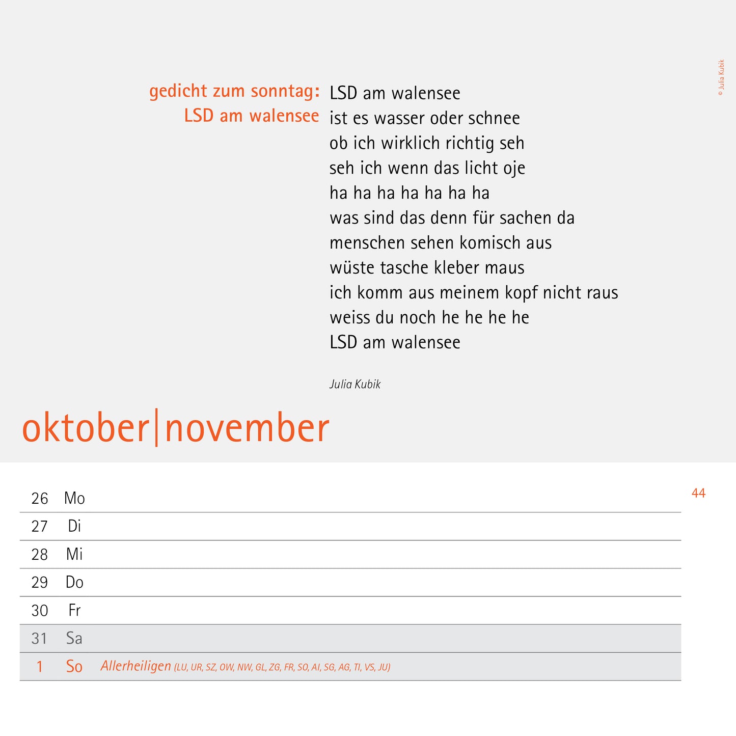 Wochenkalender 2026: Humor für jede Woche